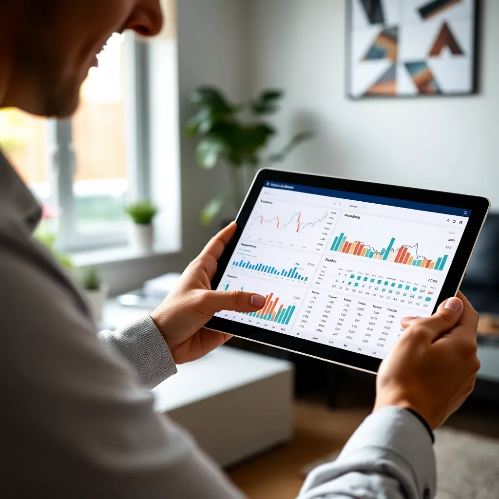 Diverse beleggingsportefeuille weergegeven op tablet met grafiek