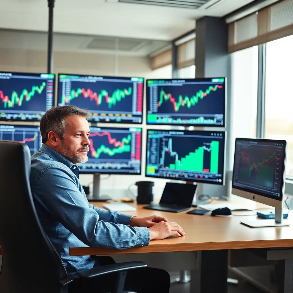 Professionele trader analyseert financiële grafieken