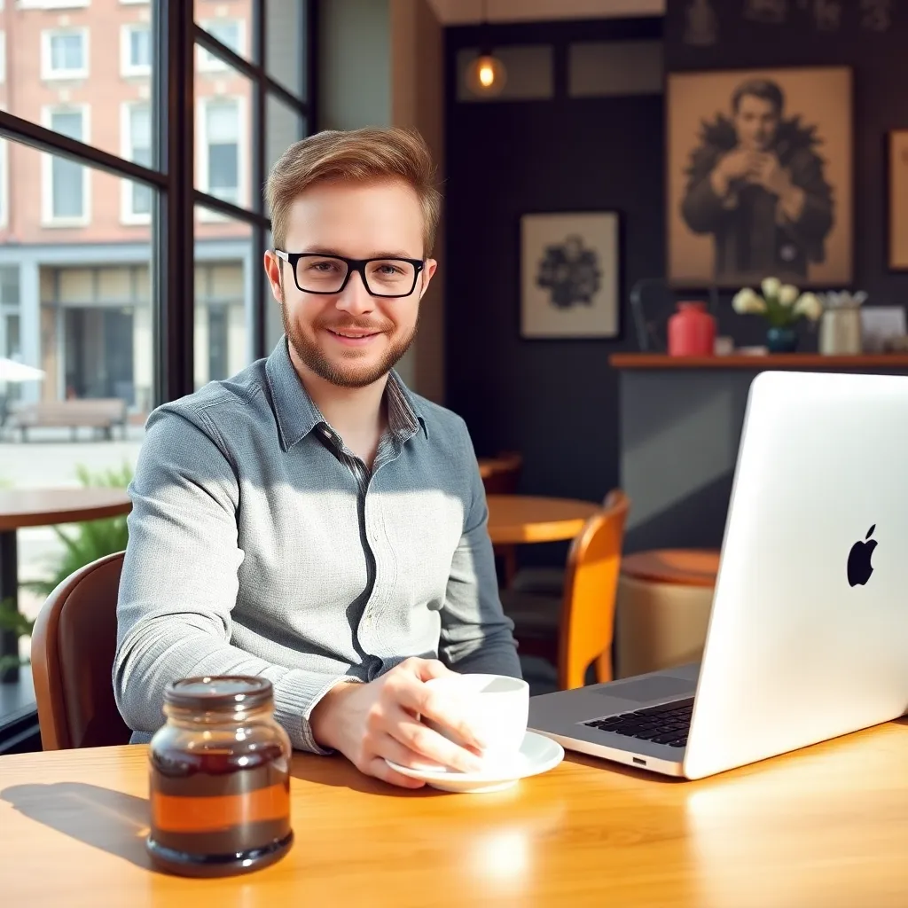 Nederlandse professional werkt op afstand vanuit café